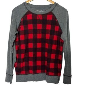 EDDIE BAUER Buffalo plaid crew neck long sleeve shirt size MEDIUM